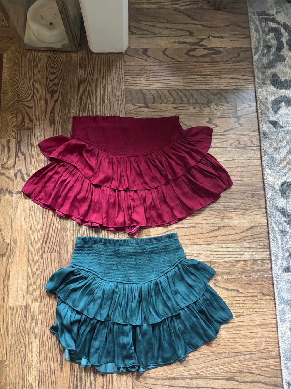 Mustard Seed Red and Teal Tiered Ruffle Skirts (set of 2)